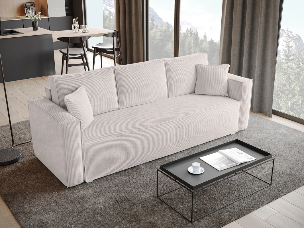 Sofa rozkładana z funkcją spania TOP brudna biel sztruks