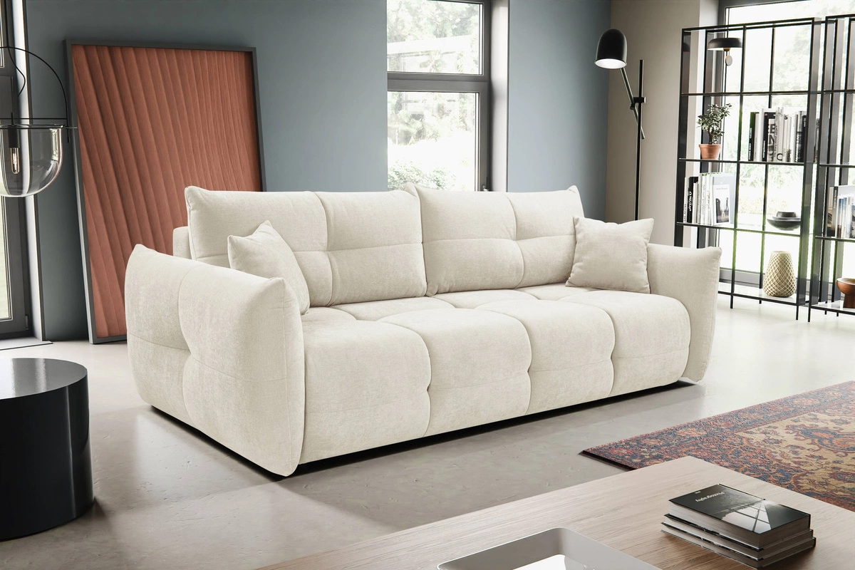Rozkładana sofa do salonu z funkcją spania BERGAMO beżowa
