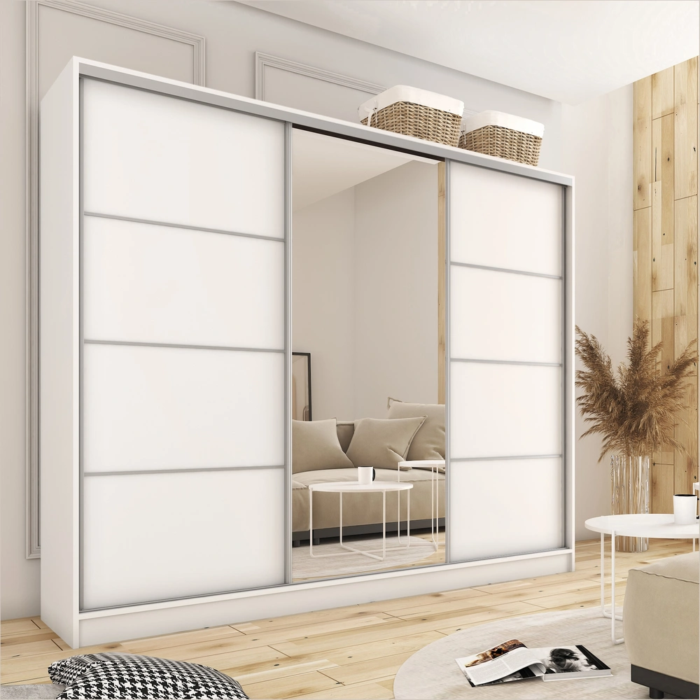Biała szafa przesuwna z lustrem 250cm TOP