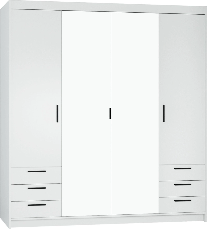 Biała szafa 180 cm modułowa z lustrem i szufladami KUBA