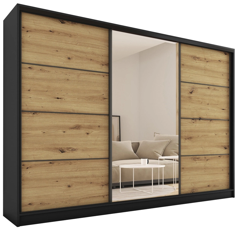 Szafa z lustrem 250 cm dąb artisan LOFT