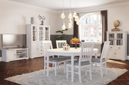 Stół rozkładany biały 160x120 cm w klasycznym stylu lakierowany VENICE