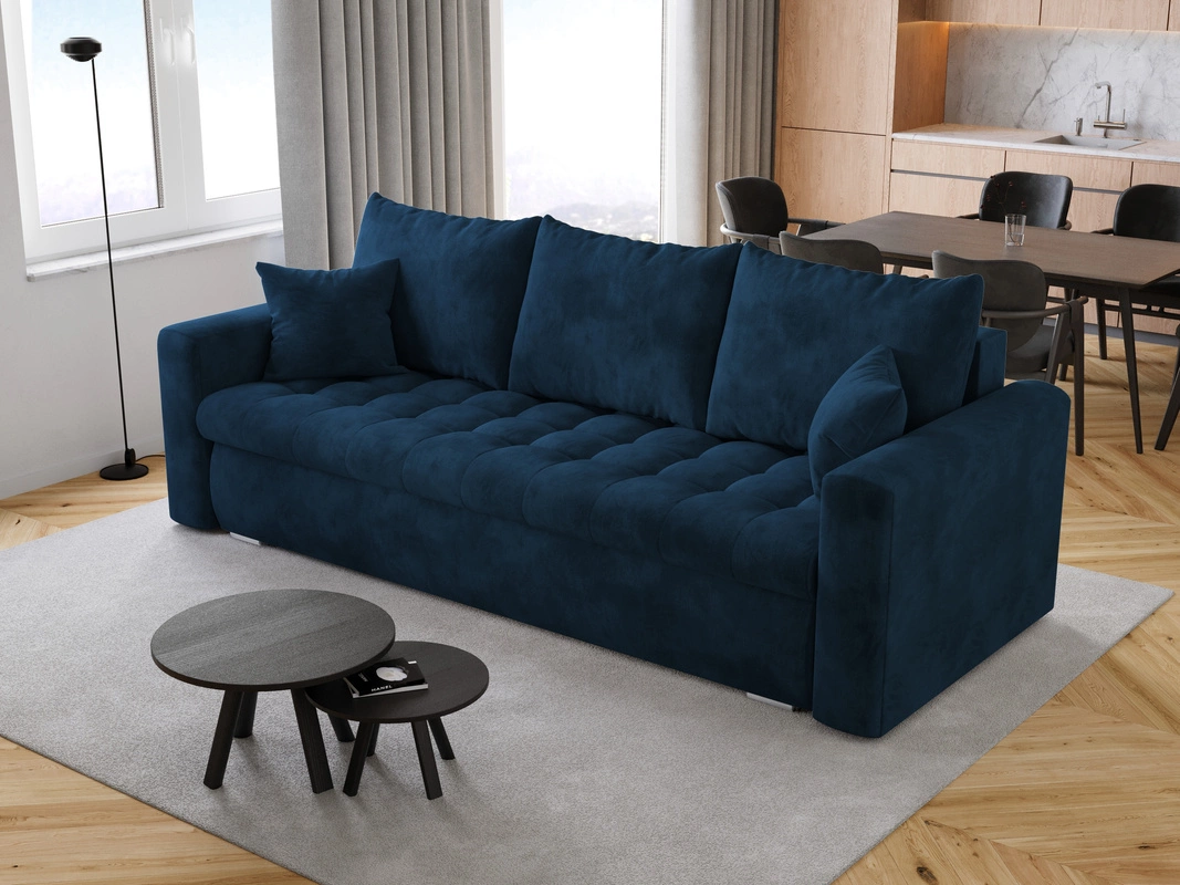 Granatowa sofa - dodatki i kolory, które dopełnią aranżację