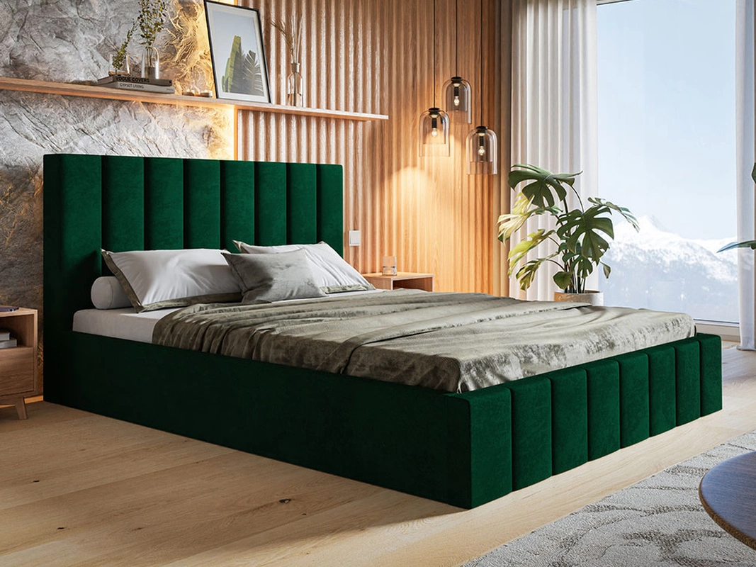 Sypialnia z zielonym łóżkiem - aranżacje, inspiracje i modne dodatki
