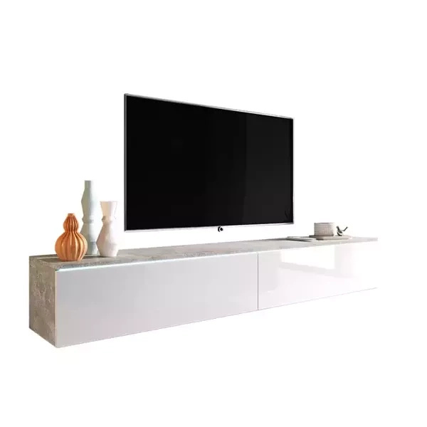 Szafka pod tv beton biały połysk 180 cm  BROMI