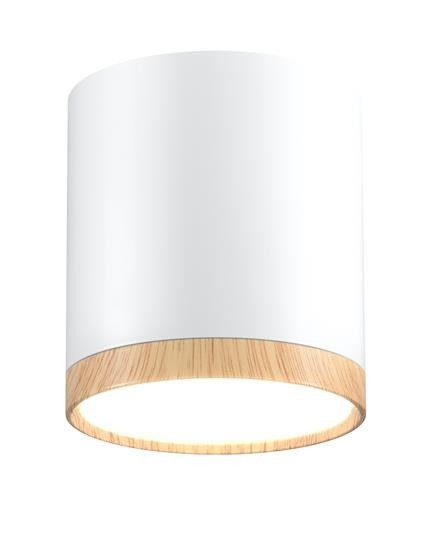 Lampa LED sufitowa biała z drewnianym dekorem