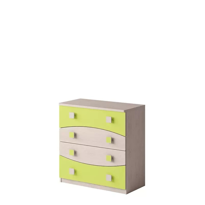 Kolorowa komoda z szufladami do pokoju dziecięcego 80 cm dąb santana/zielony TED