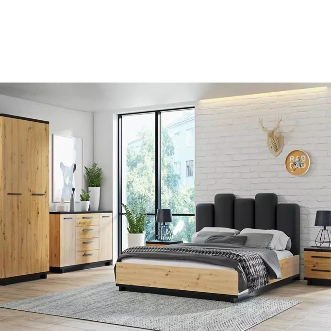 Łóżko rustykalne 160x200 Dąb artisan ISMENA 